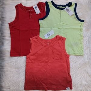 Lot Of 3 Gap Old Navy Toddler Boy's Sleeveless Shirt Size 18-24 M